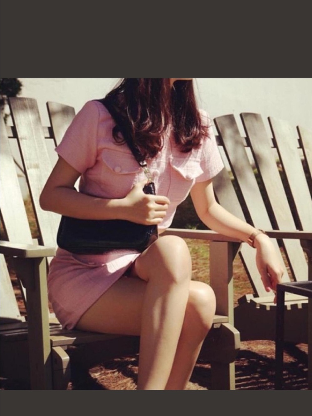 Pink tweed cropped Two-Piece skirt Set XS